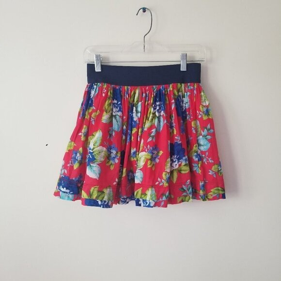 ABERCROMBIE & FITCH | skirt floral cotton red navy sz M - Picture 2 of 5